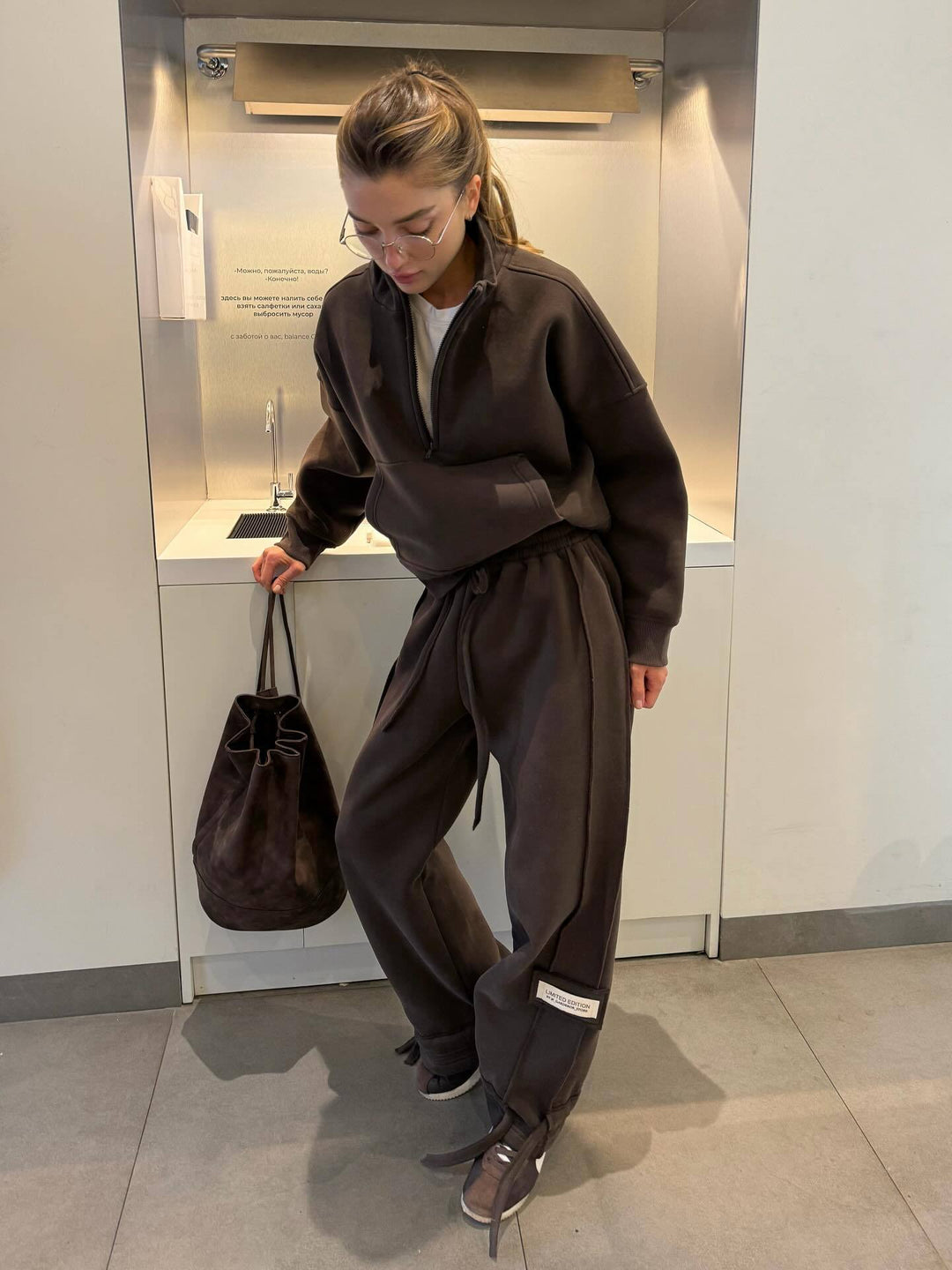 Kvinder Casual Oversized Lounge Sweatjakke og Joggingbuks Sæt Stilla