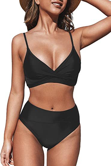 Dame bikini sæt med høj talje og indpaknings top Skovae
