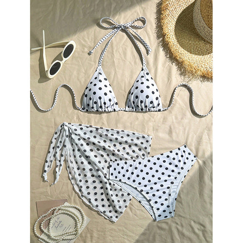 Dame trekant-bikini med legende prikkemønster og let cover-up Skovae