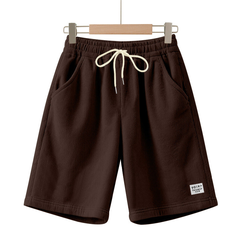 Herre nan knælange Lounge-shorts i ribbet struktur jersey med elastisk snor i taljen og påsyede lommer Skovae