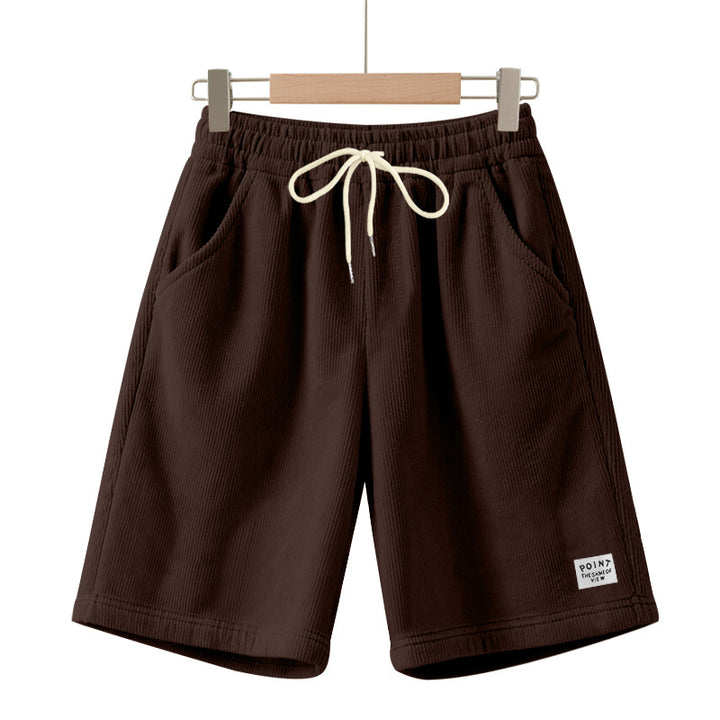 Herre nan knælange Lounge-shorts i ribbet struktur jersey med elastisk snor i taljen og påsyede lommer Skovae