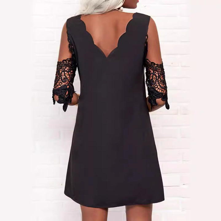 Dame Elegant bluse top med bølget laceærme Stilla