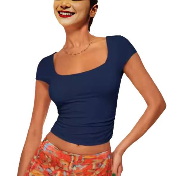 Dame Figurtilpasset Crop-Top med firkantet udskæring Stilla