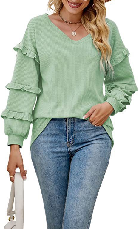 Dame mode sweatshirt med flæse detaljer Stilla