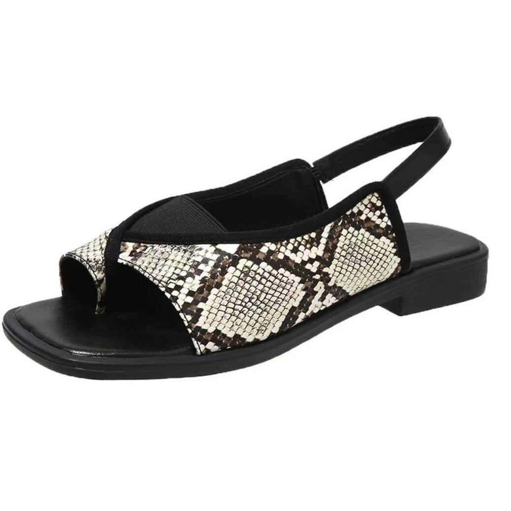 Dame nan Tå-ring-sandal med slangeprægning, elastisk midtfodstropp og polstret komfortfodseng Skovae
