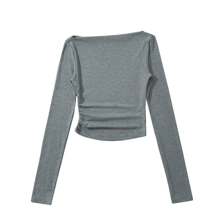 Dame elegant langærmet top med raffineret ruffle detalje og tætsiddende pasform Stilla