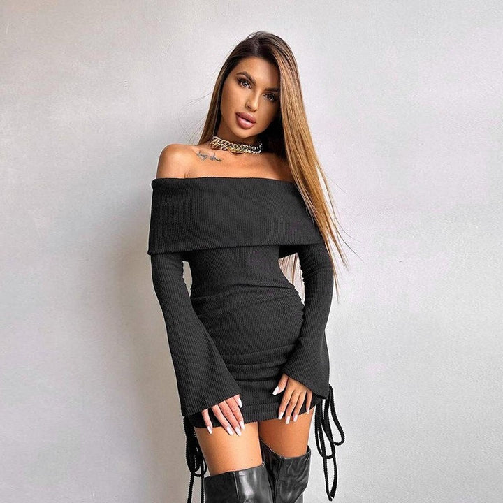 Dame Off-Shoulder top med rynker og snøre detaljer Skovae