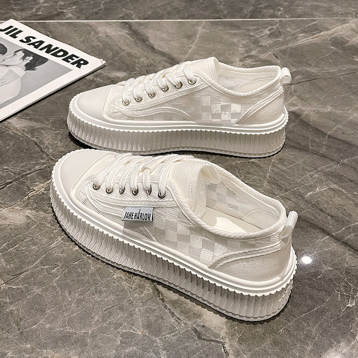 Dame Sneakers med moderne ternet mønster og tyk gummisål Stilla