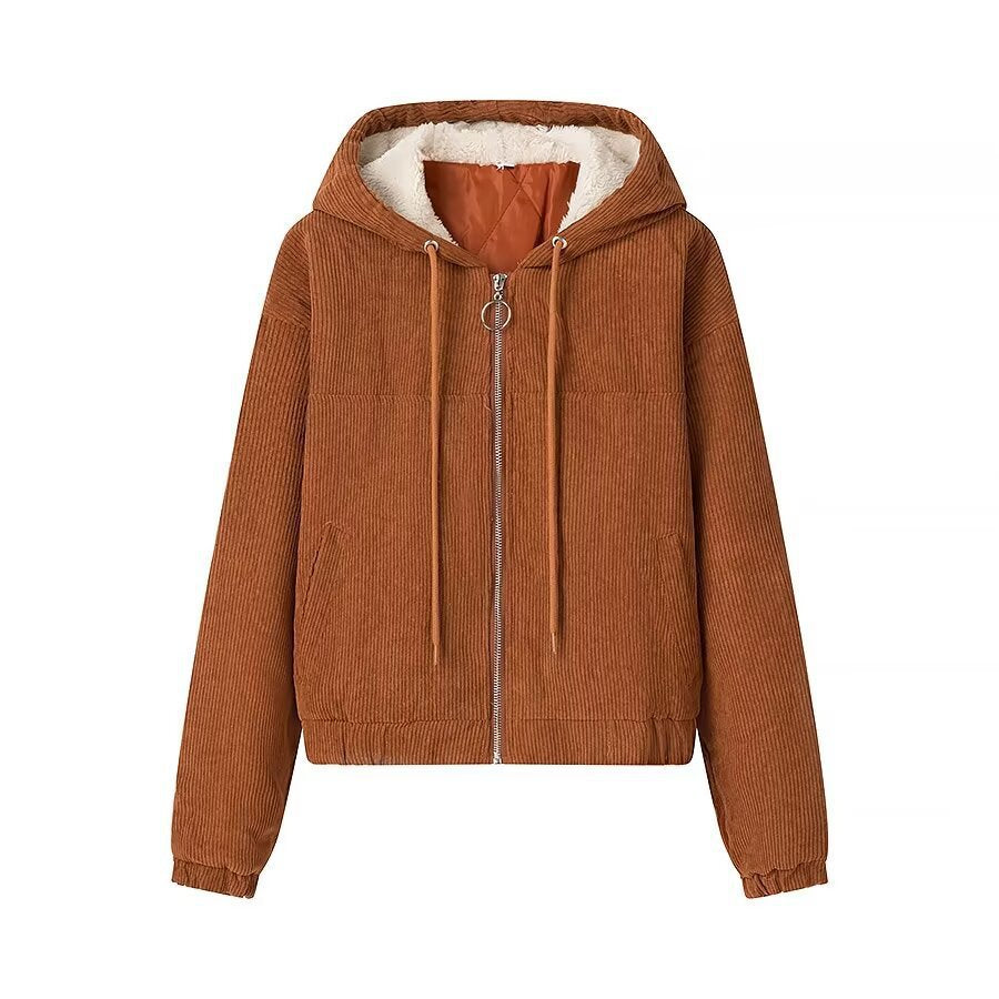 Femme Cozy Kordjakke med Fake Fur For Stilla