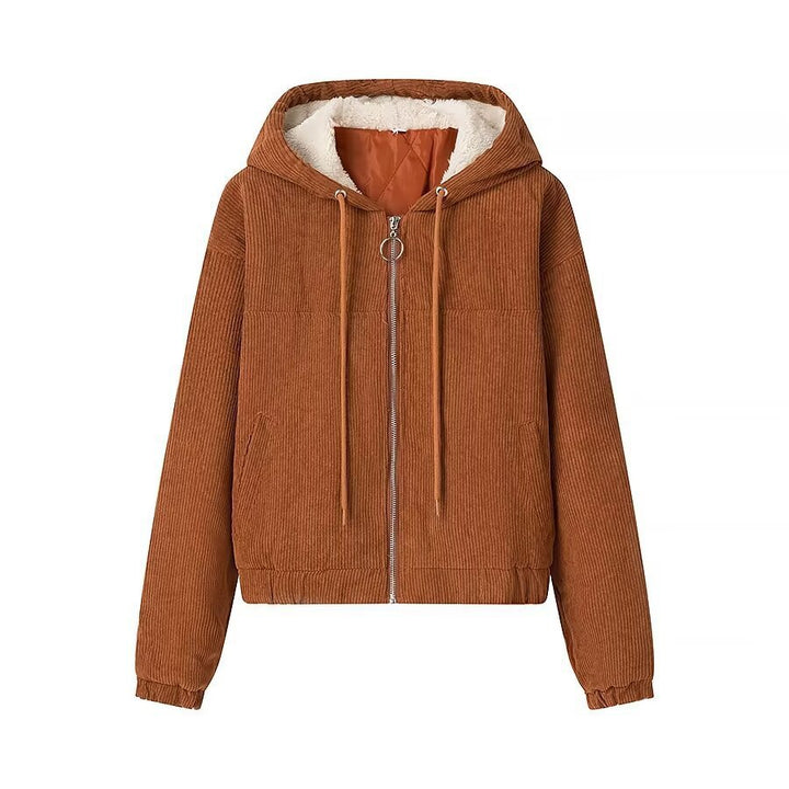 Femme Cozy Kordjakke med Fake Fur For Stilla