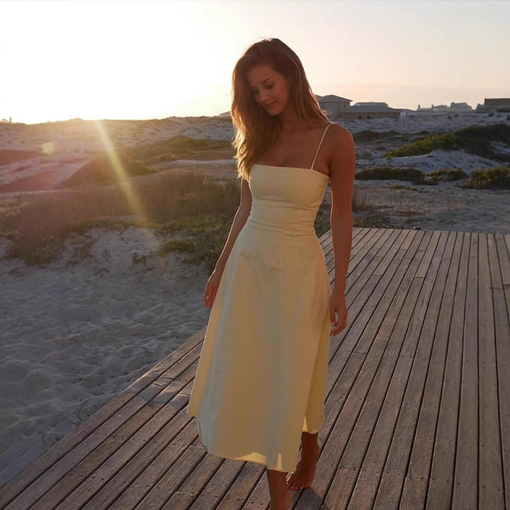 Dame Maxikjole med elegant, off-shoulder design og afslappet snit Stilla