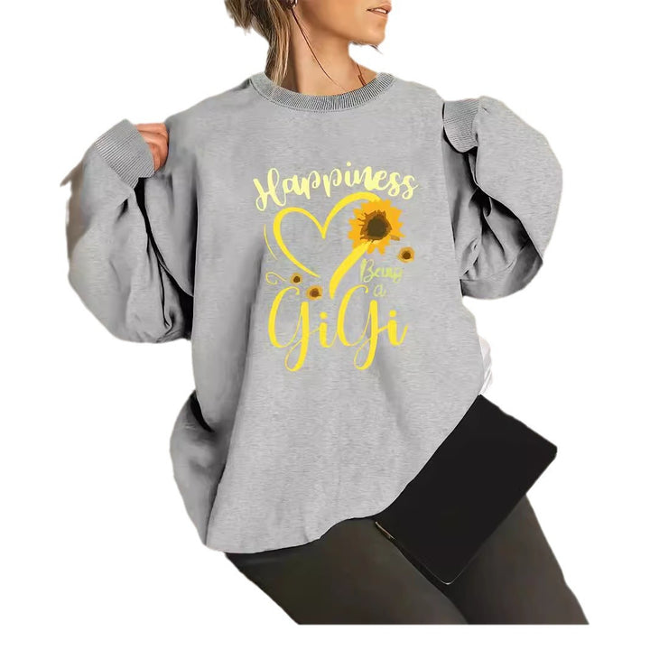 Kvinders sweatshirt med voluminøse ærmer og muntert motiv Stilla