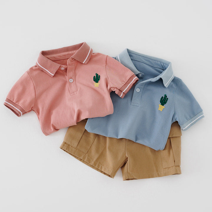 Drenge Polo-Shirt med Kaktus- Broderi Stilla