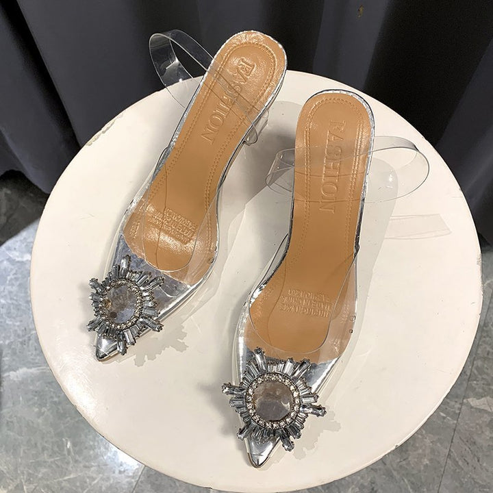 Dame Elegante Slingback-pumps med gennemsigtigt overmateriale og funkende smykkedetalje Stilla