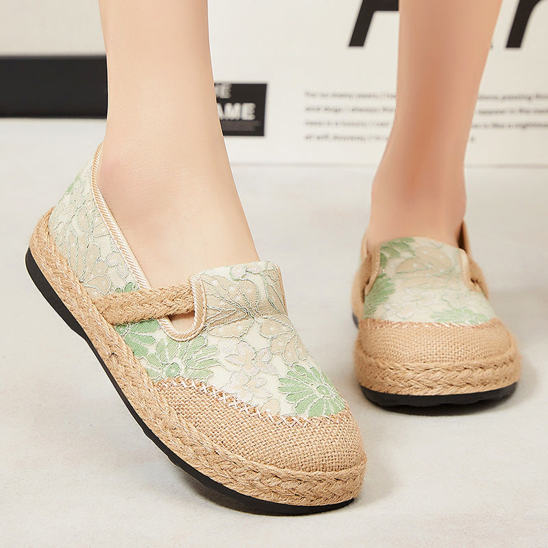 Femme Floral Broderet Espadrille Slip-On Sko Stilla