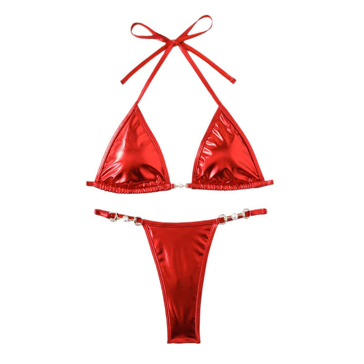 Dame Triangel-Bikini-Sæt med glitrende design og justerbare stropper Stilla