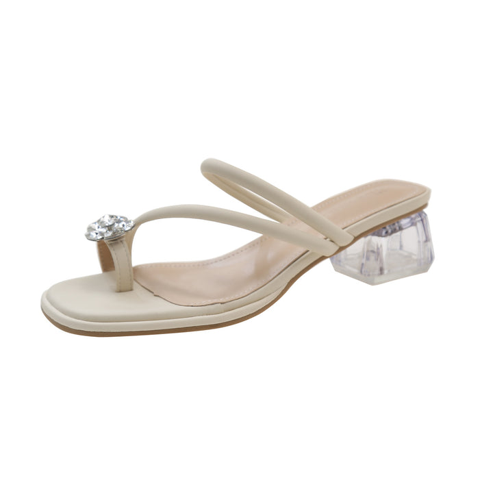 Dame Stilige Åbne Tå Slides Sandaler med Dekorativ Krystal Accent Stilla