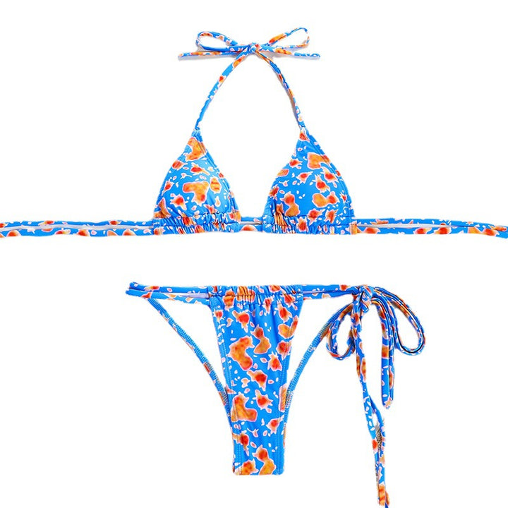 Dame Triangel-Bikini-Sæt med legende mønstre og justerbare bindebånd Stilla