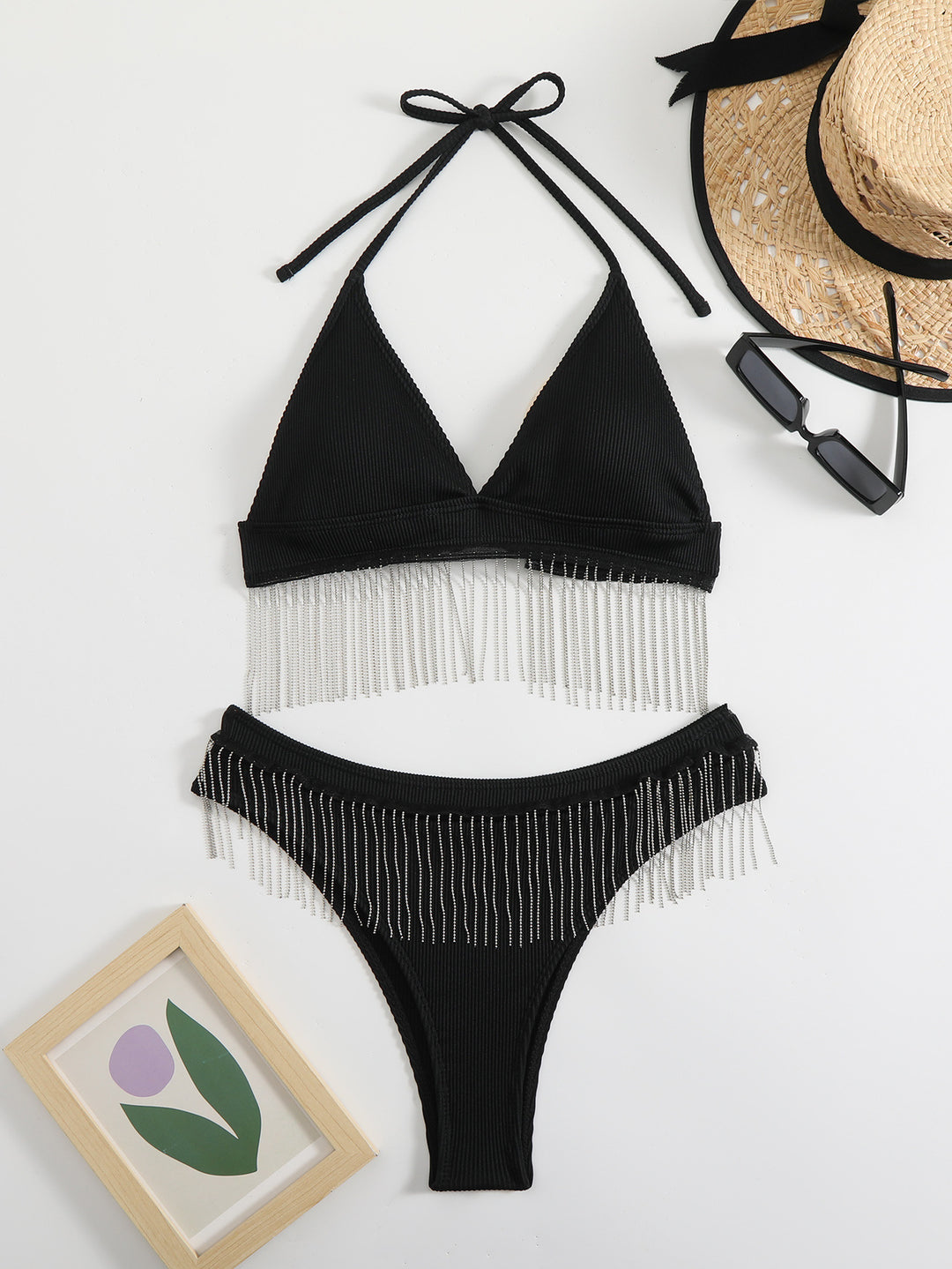 Dame Triangel-Bikini med festligt fransen-design Skovae