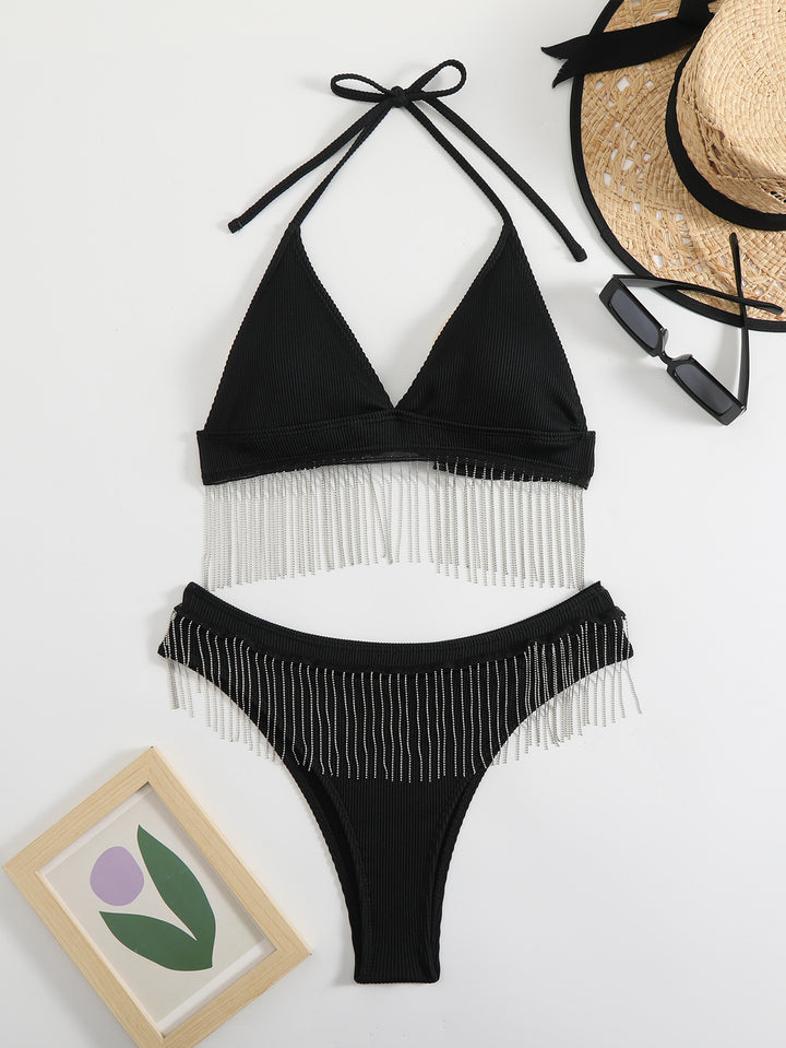 Dame Triangel-Bikini med festligt fransen-design Skovae