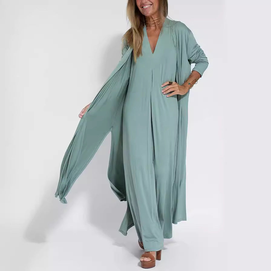 Dame lang cardigan med flydende snit Stilla