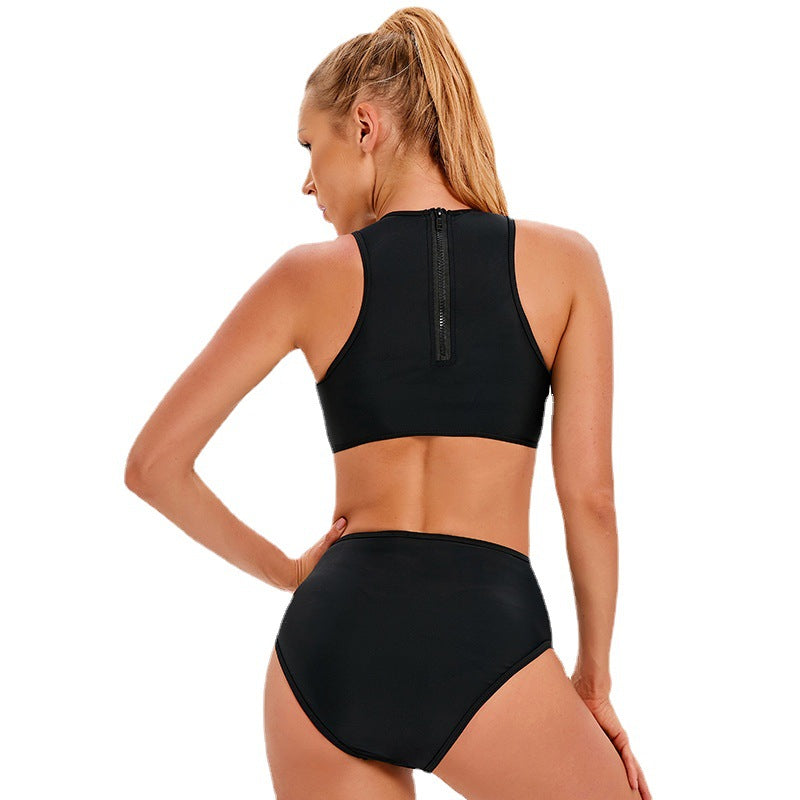 Dame Sporty Bikini-Sæt med højt skåret trusse og teknisk top Stilla