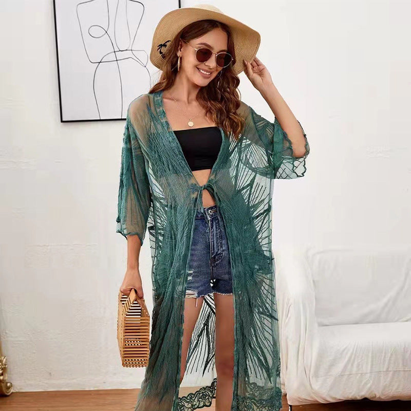 Dame Gennemsigtig Bohemian Spids Kimono Stilla