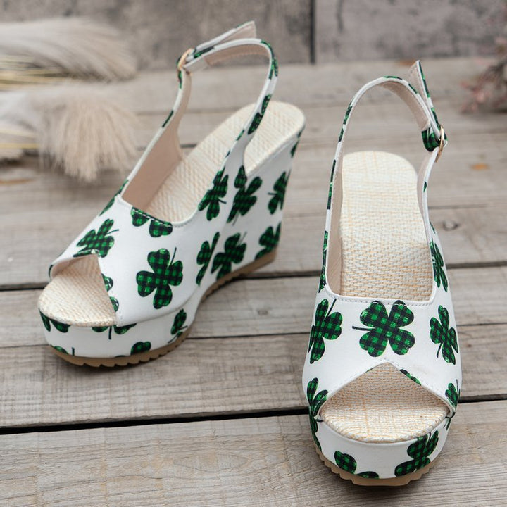 Dame Wedge-sandaler med blomstermotiver og komfortabel sål Stilla