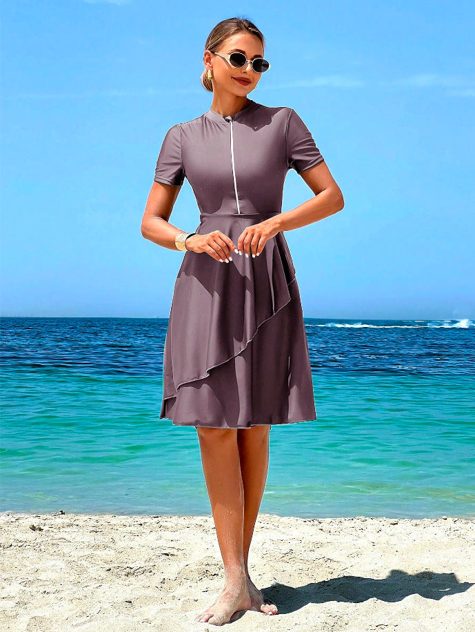 Dame Elegant Strandkjole med Flæse Design Skovae
