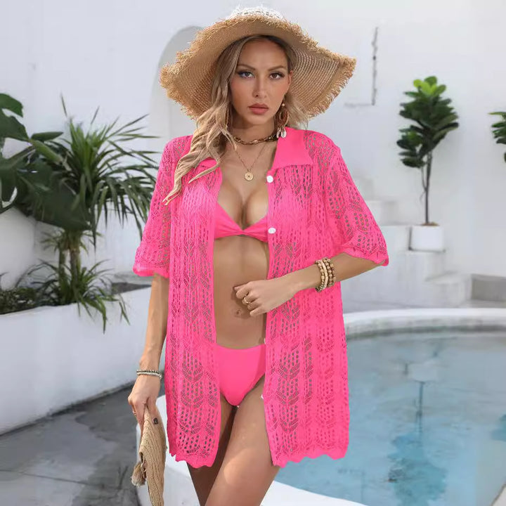 Dame Hæklet Strandkappe med åben design Stilla