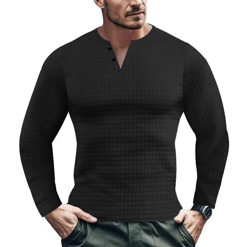Herrer langærmet Henley-shirt med struktureret design Stilla