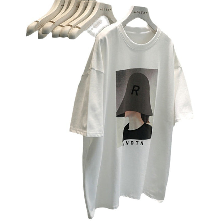 Dame T-shirt med moderne grafiktryk og afslappet oversized-snit Stilla