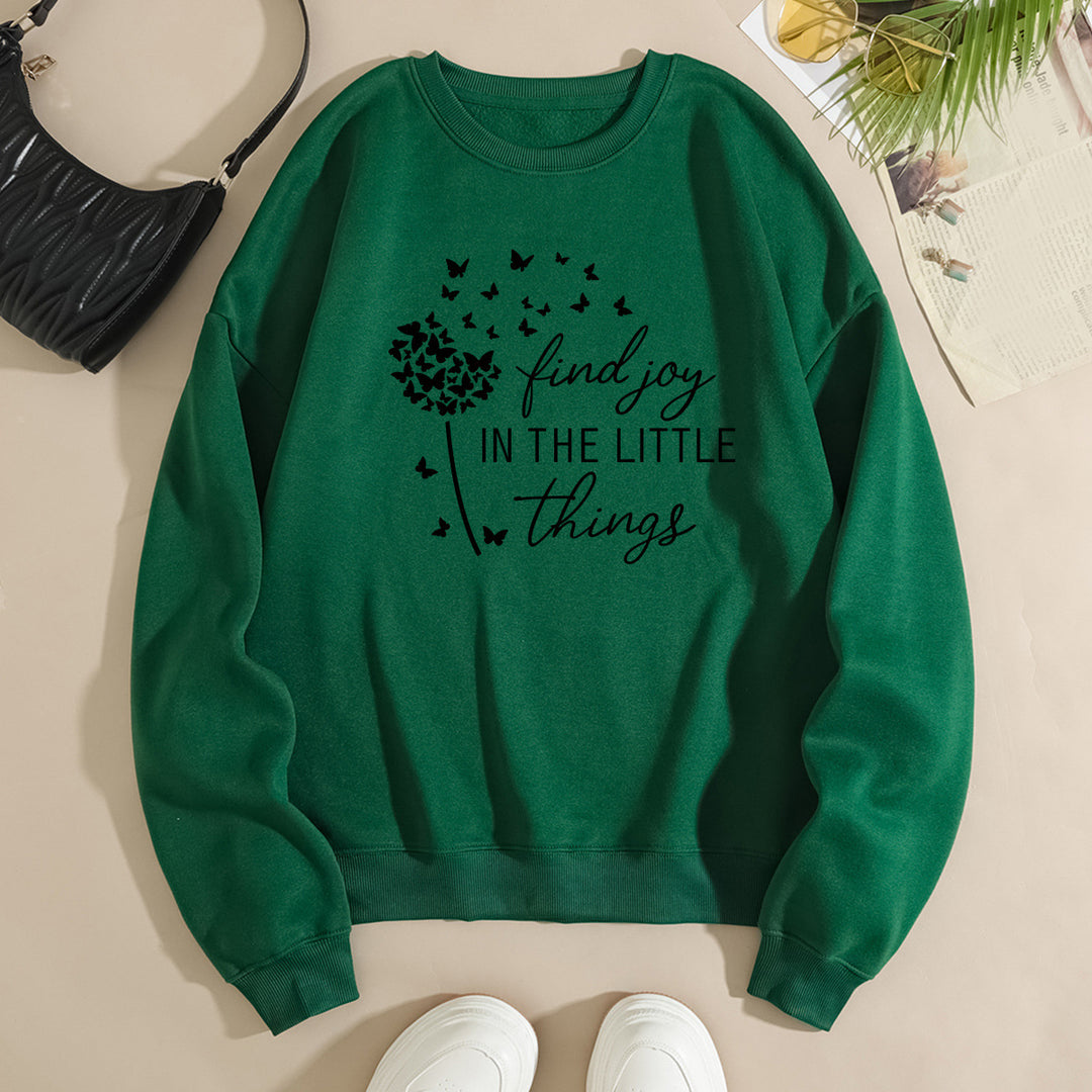 Kvinders sweatshirt med motiverende slogan og blomsterprint Stilla