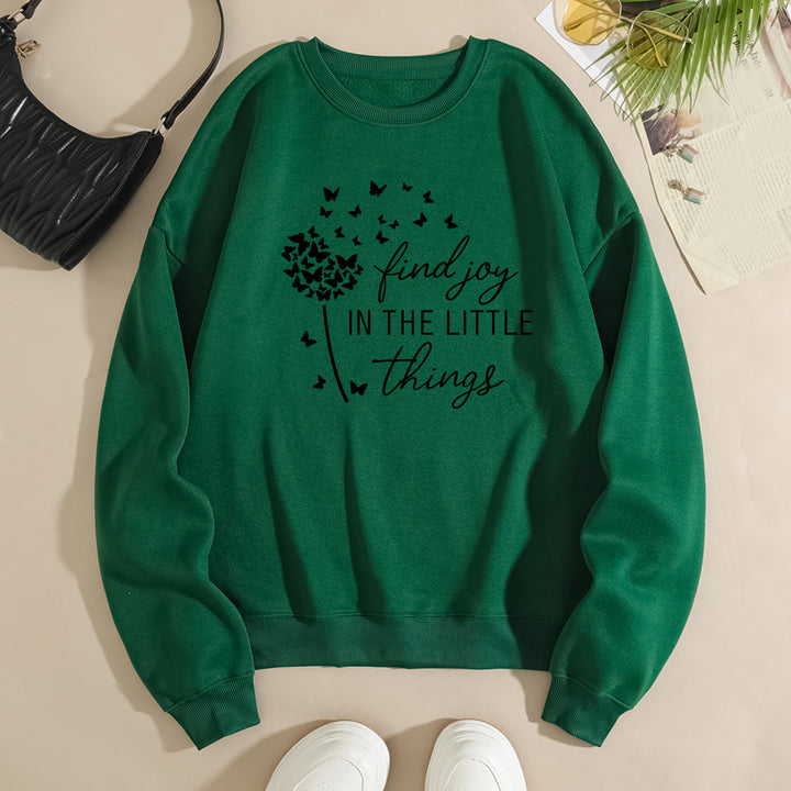 Kvinders sweatshirt med motiverende slogan og blomsterprint Stilla