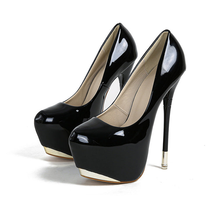 Dame High Heel Plateau-Pumps med elegant lakfinish Stilla