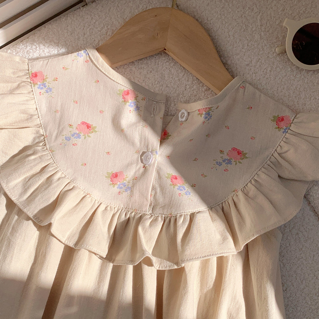 Pige Floral Broderet Kjole Stilla