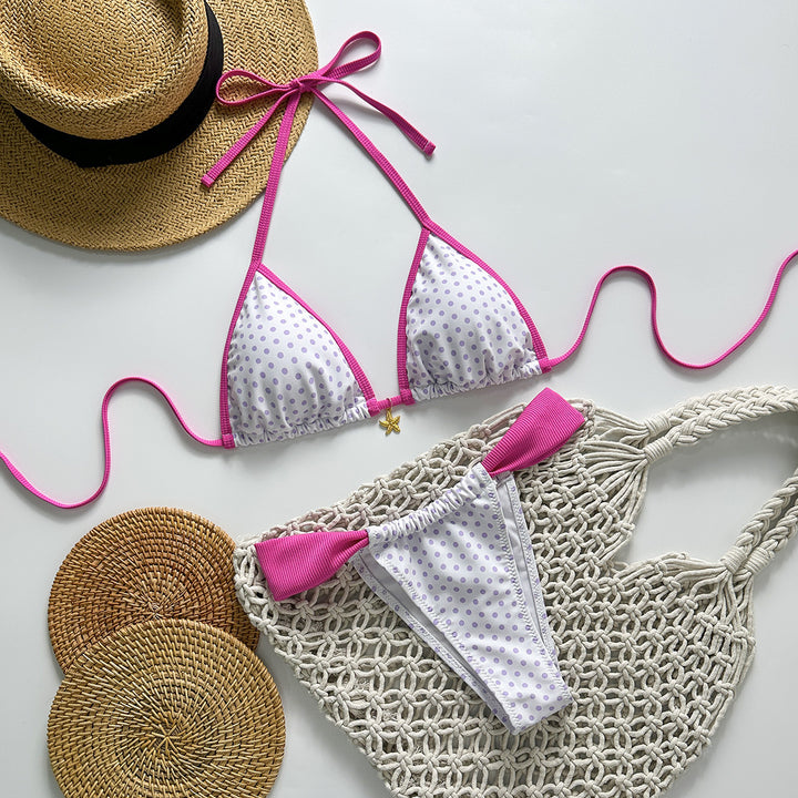Dame triangel-bikini med stilfulde prikmønster Skovae