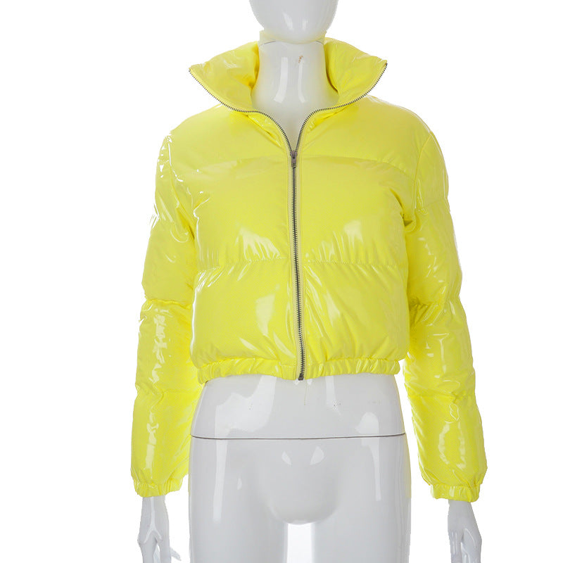 Femme Cropped Glinsende Pufferjakke Stilla