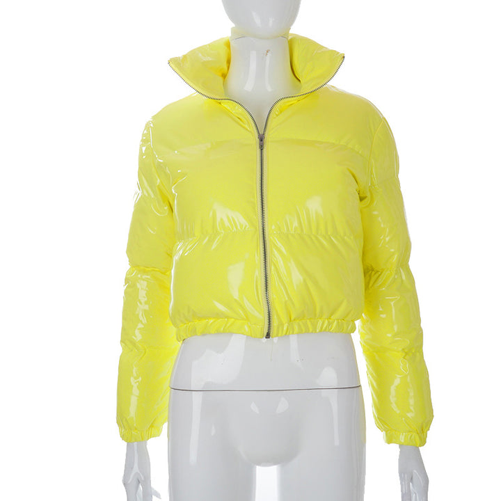 Femme Cropped Glinsende Pufferjakke Stilla