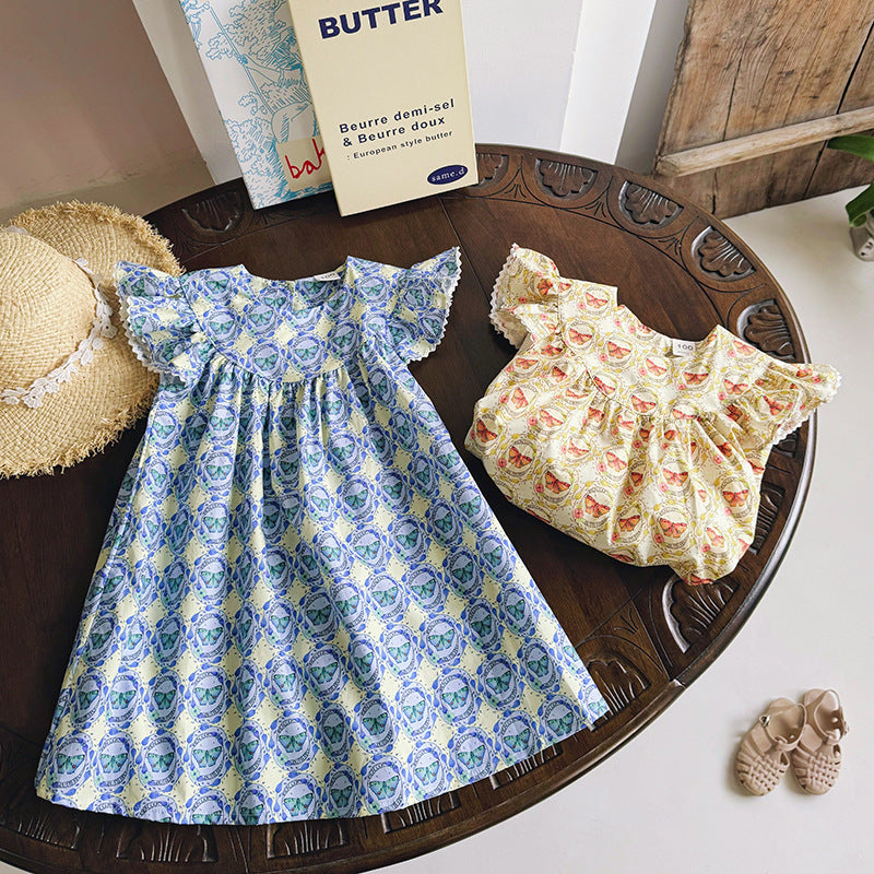 Pige Floral Print Ruffles Kjole Stilla