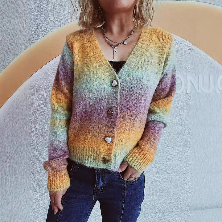 Dame hyggelig cardigan med romantiske hjerteknapper og løs pasform Stilla