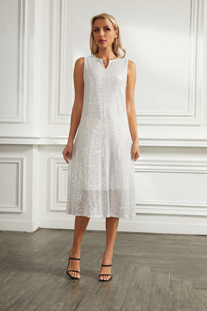 Dame Midikjole med elegant glimmer-design og enkel snitføring Stilla