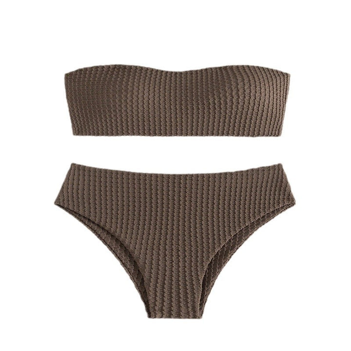 Dame Bandeau-bikini-sæt med detaljeret snøring og højt benudskæring Stilla