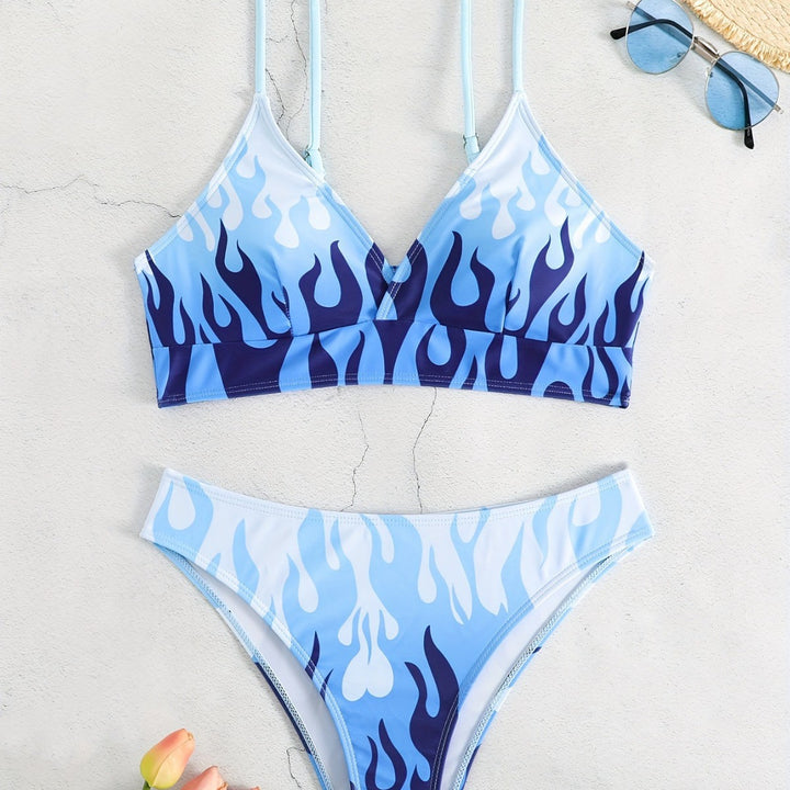 Dame Triangel-Bikini med spændende flammemønster Skovae