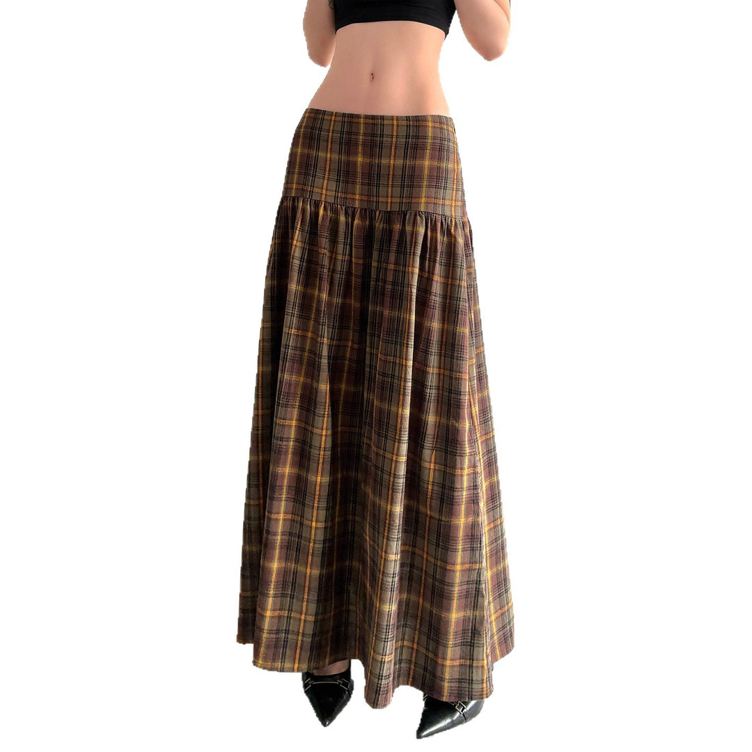 Dame Maxi skirt with checked pattern and elastic waistband Skovae