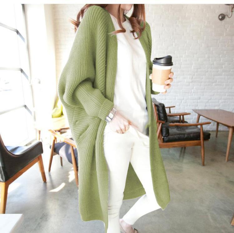 Damer casual lang cardigan med åben front og fint strikket mønster Stilla