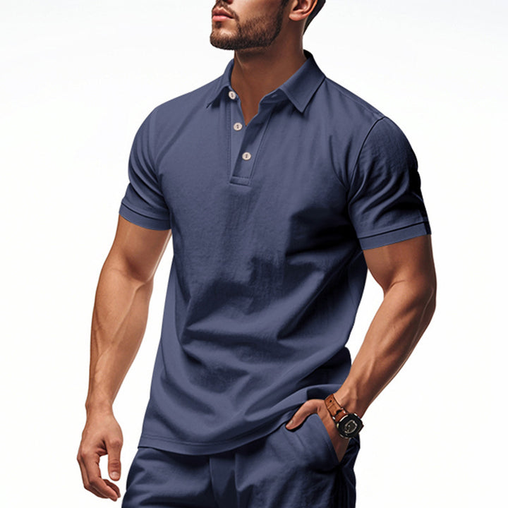 Herrepoloshirt med struktureret design og moderigtige knapdetaljer Stilla