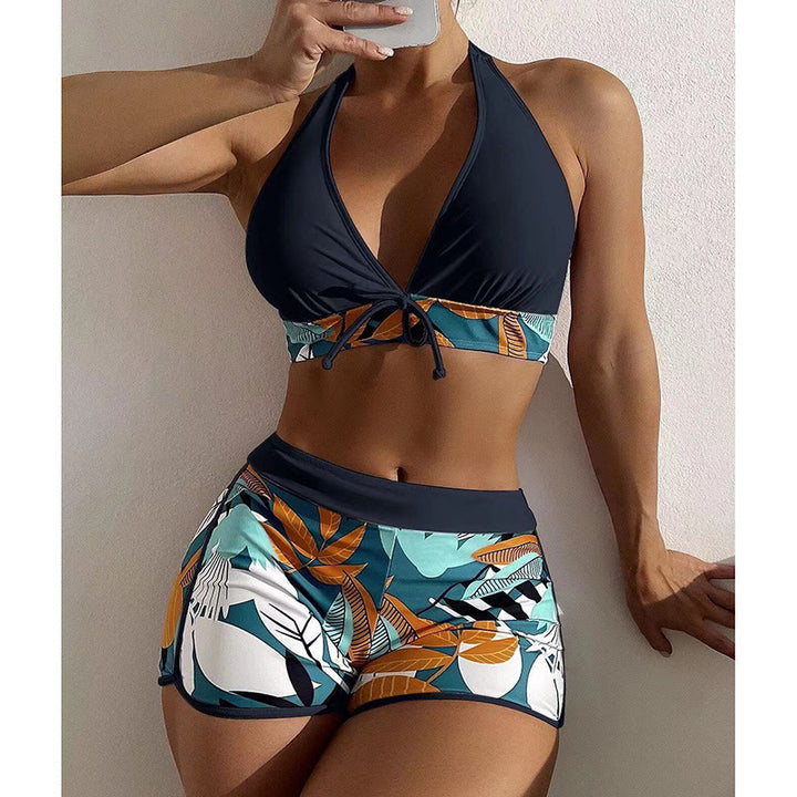 Dame bikini sæt med moderne halterneck-design og sporty high-waist-snit Skovae