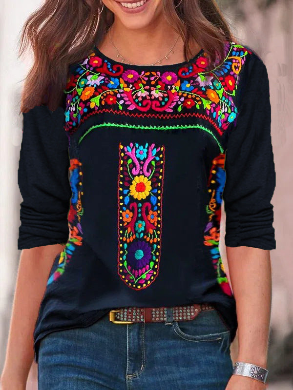 Dame broderet tunika top Stilla