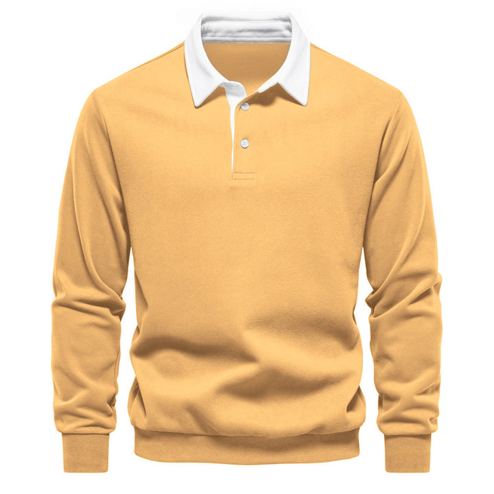 Herrer nan elegante Langærmet Poloshirt med kontrastkrave Skovae